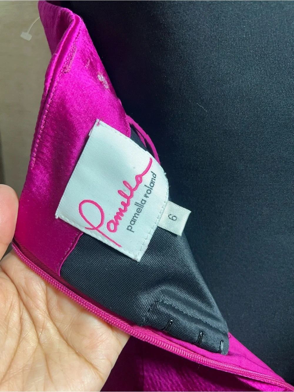 Pamella Roland Strapless Fuchsia Gown Sz 6